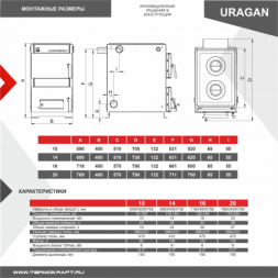 Котел твердотопливный URAGAN 16 с плитой